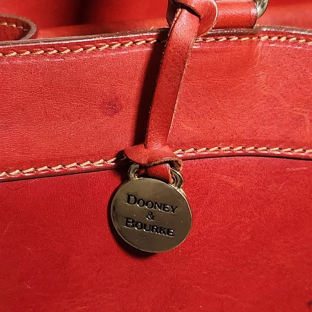 Dooney & Bourke Florentine Vachetta Leather Satchel Tote Crossbody Bag Red